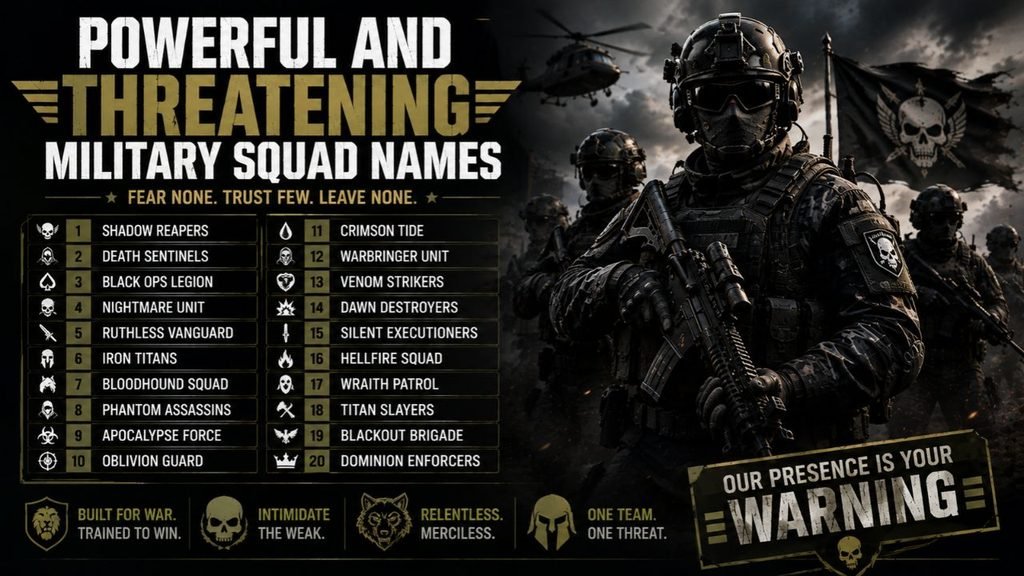 Powerful and Threatening Military Squad Names